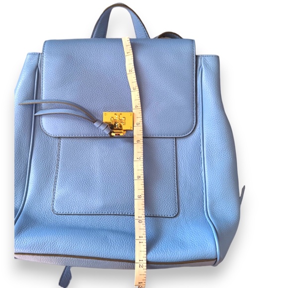 Tory Burch Eve Flap Backpack - High Tide Blue - Pebbled Leather -Like New - Picture 8 of 10